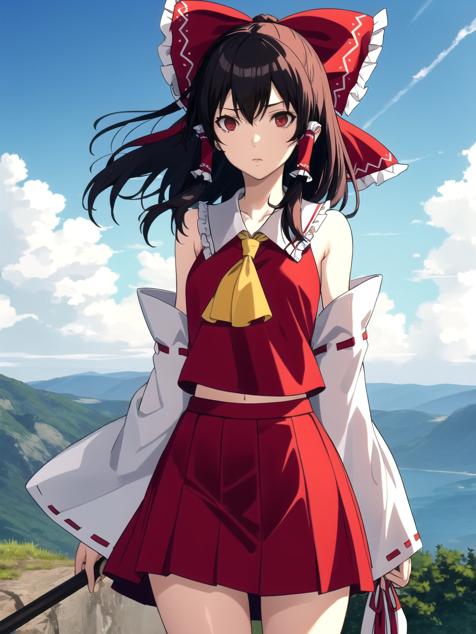 1293709056-masterpiece, best quality, 1girl, solo, hakurei reimu, standing, outdoors, cliffs, scenery, radiant sky, detailed background, co.png